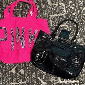 VS Pink and Black Tote Bag Set